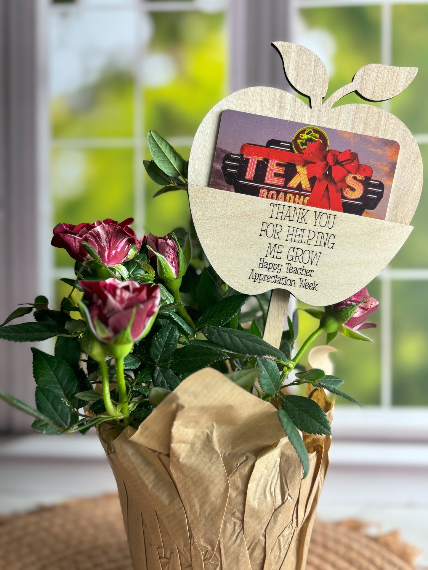 Teacher Appreciation Plant Stake, Teacher Gift Card Holder, Teacher Gift from Child, Gift Card Plant Stake Holder