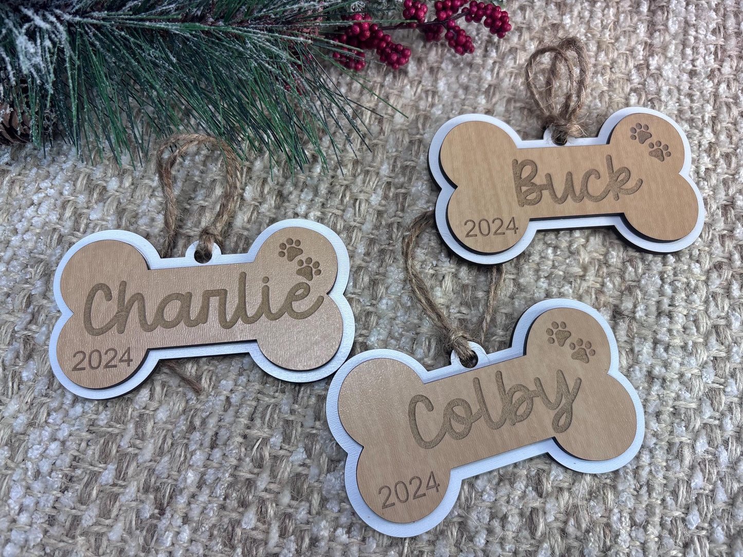 Dog Bone Ornament, Pet Ornament, Christmas Ornament for Pet, Dog Ornament, Family Pet Ornament, Dog Stocking Tag, Christmas Ornament