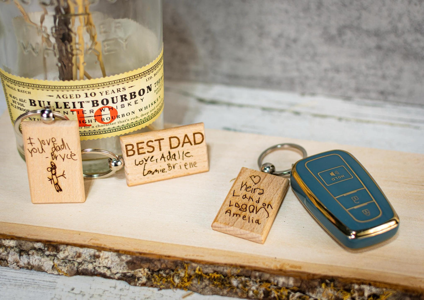 Kids Artwork Keychain, Kids Handwriting Keepsake, Fathers Day Gift From Kids, Message to Dad from kids, Personalized Message Keychain