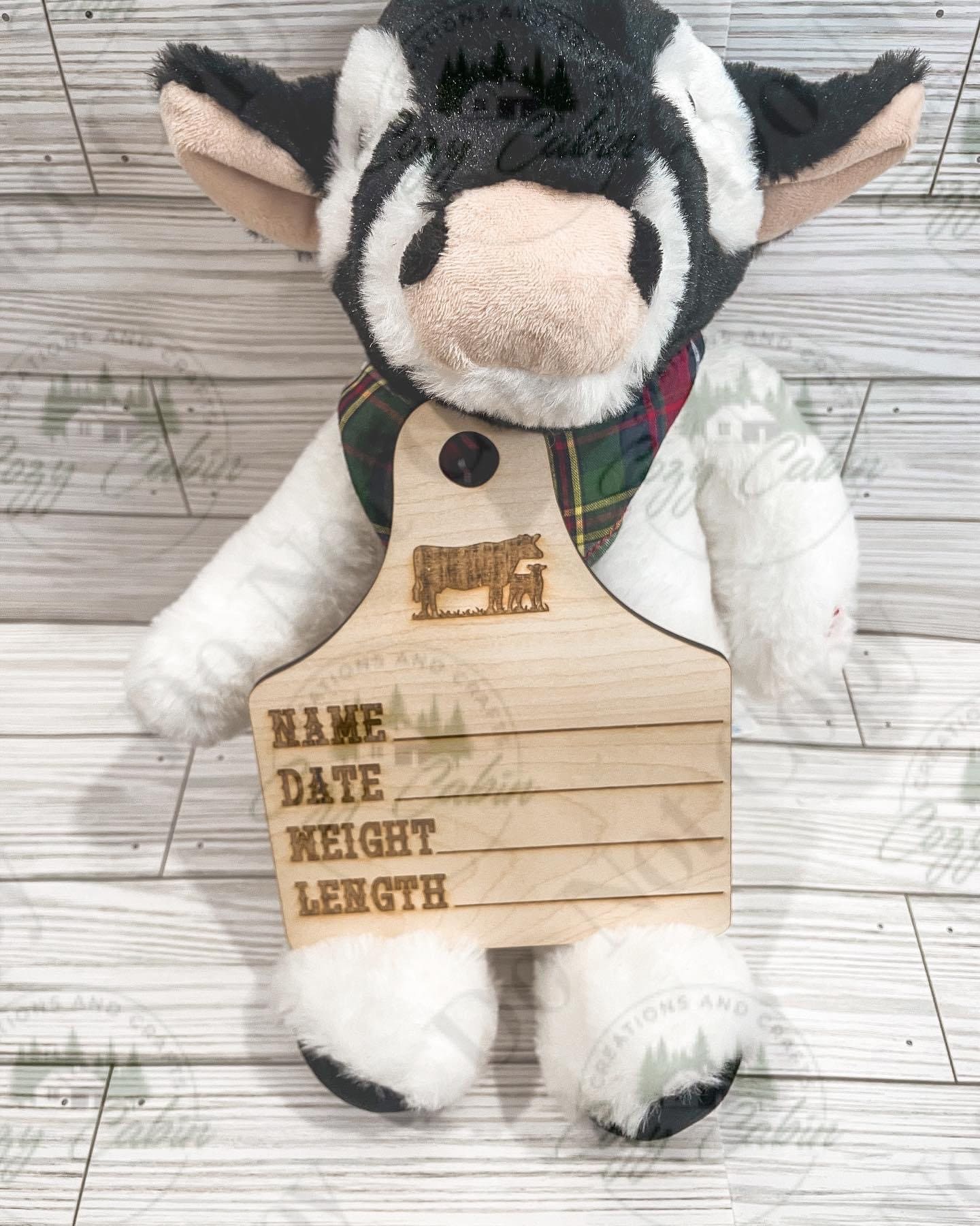 Cow Ear Tag Welcome Sign Baby Announcement | New Farm Baby Cow Tag Birth Annoucement
