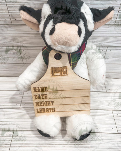 Cow Ear Tag Welcome Sign Baby Announcement | New Farm Baby Cow Tag Birth Annoucement