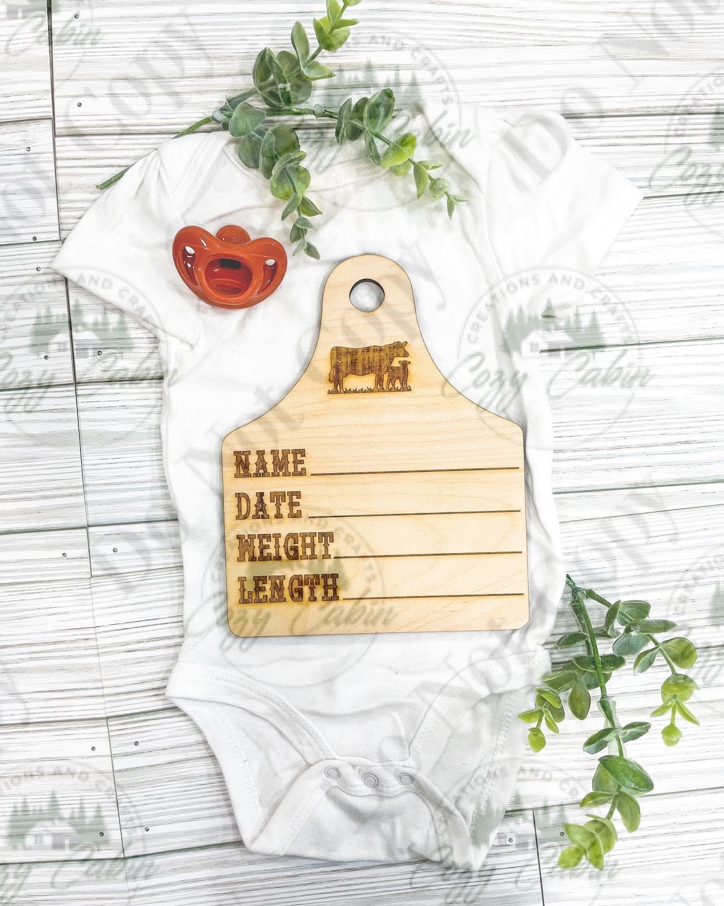 Cow Ear Tag Welcome Sign Baby Announcement | New Farm Baby Cow Tag Birth Annoucement