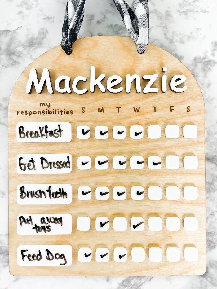 Chore Chart, Chore Board | Kids Wooden Dry Erase Chore Chart | Kids Reward Chart | Children's Custom Reward Chore Checklist
