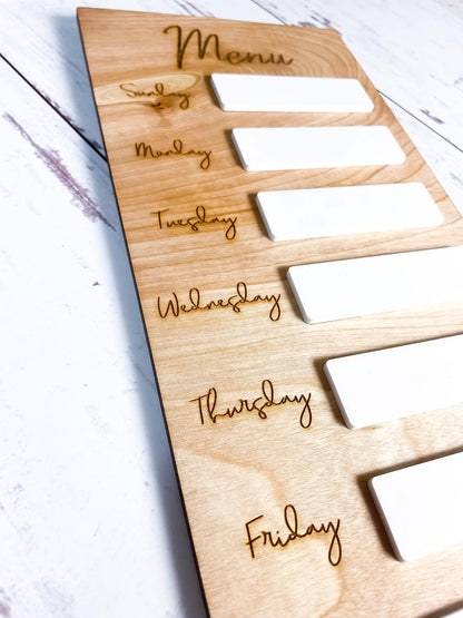 Weekly Menu Food Planning Board