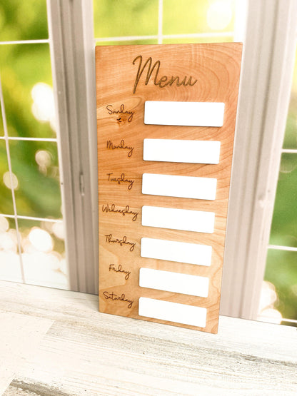 Weekly Menu Food Planning Board
