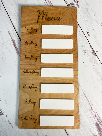 Weekly Menu Food Planning Board