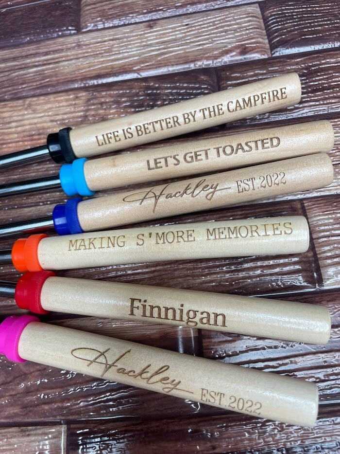 Personalized Marshmallow Roasting Sticks - Engraved Roasting Sticks - Fire Pit - Campfire - Custom Sticks