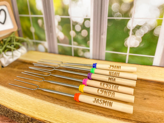 Personalized Marshmallow Roasting Sticks - Engraved Roasting Sticks - Fire Pit - Campfire - Custom Sticks