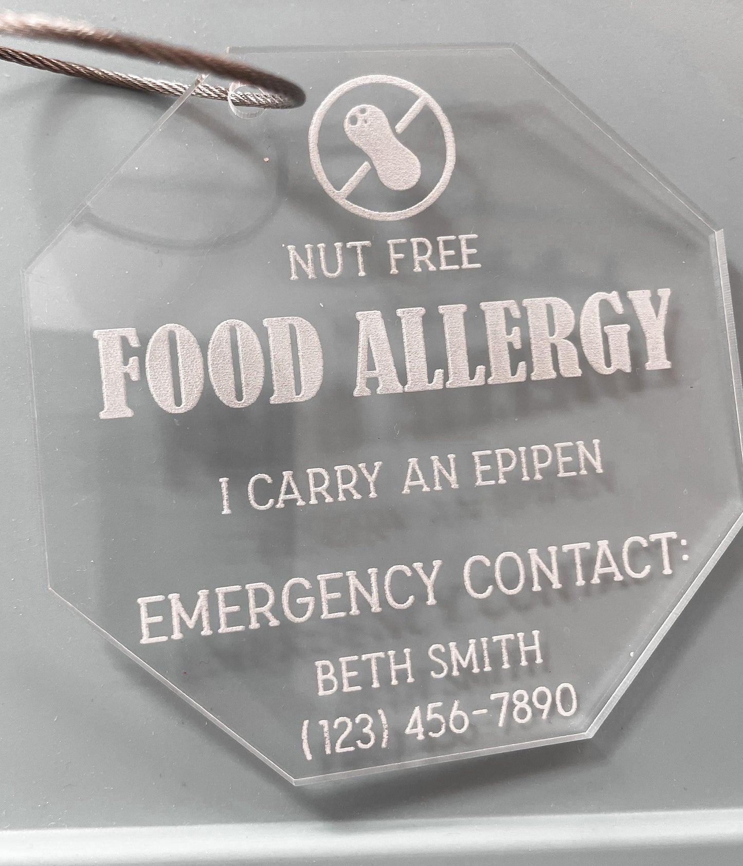 Backpack Allergy Tag, Allergy Alert Tag, Food Allergy Keychain, Allergy Keychain for children, Emergency Contact Tag for kids with Allergy