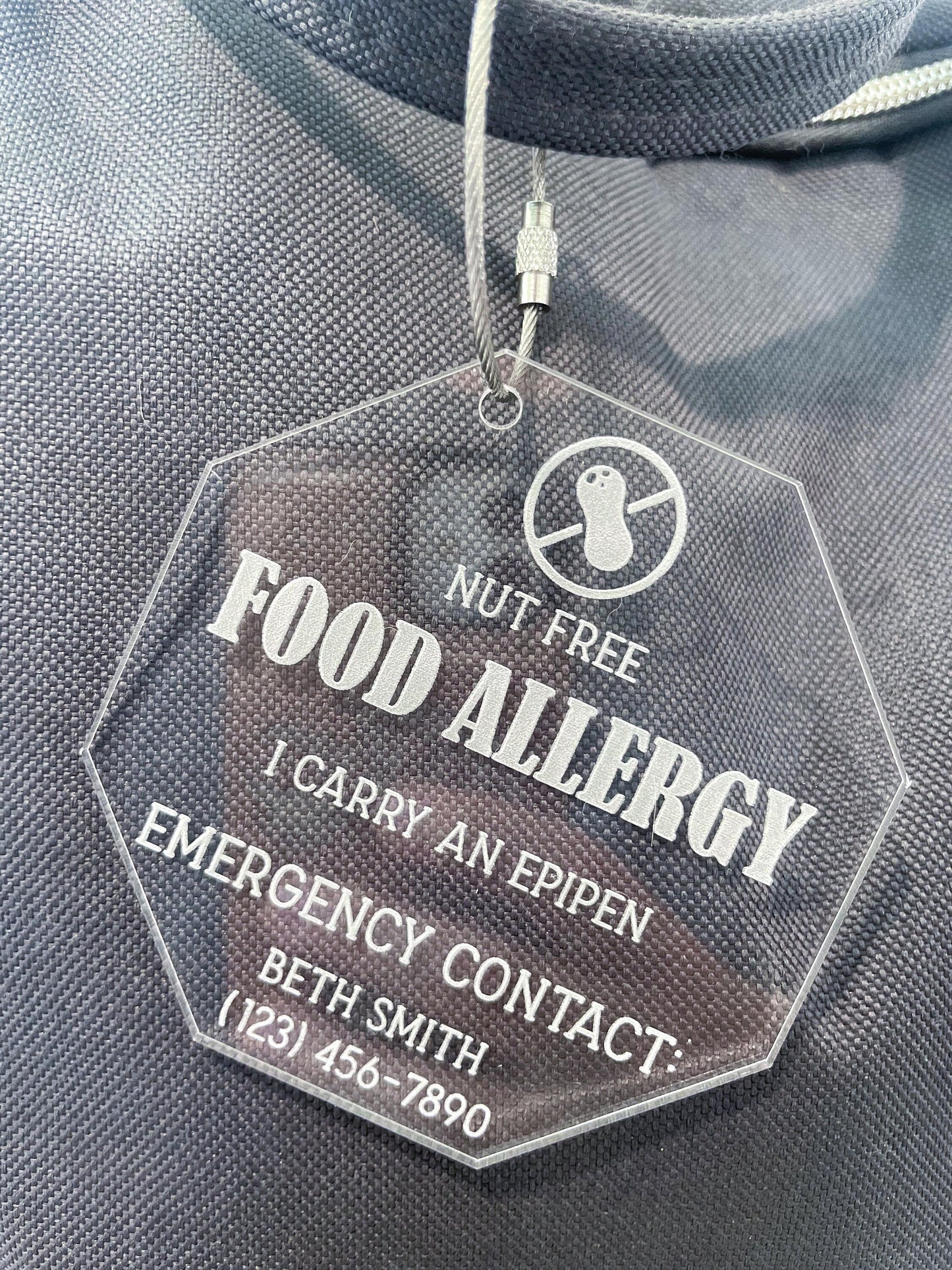 Backpack Allergy Tag, Allergy Alert Tag, Food Allergy Keychain, Allergy Keychain for children, Emergency Contact Tag for kids with Allergy