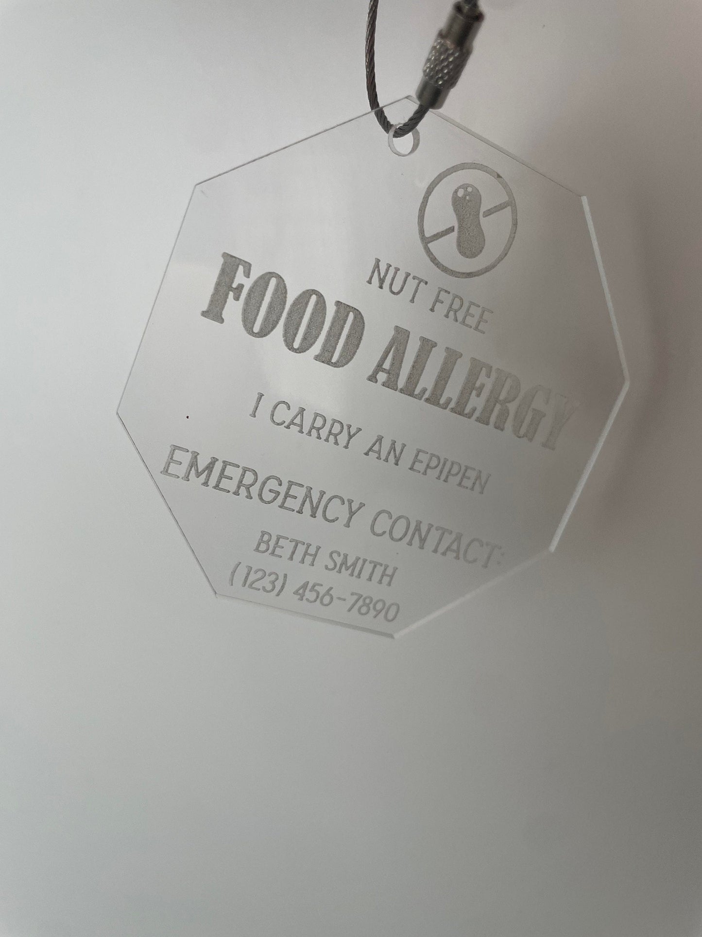 Backpack Allergy Tag, Allergy Alert Tag, Food Allergy Keychain, Allergy Keychain for children, Emergency Contact Tag for kids with Allergy