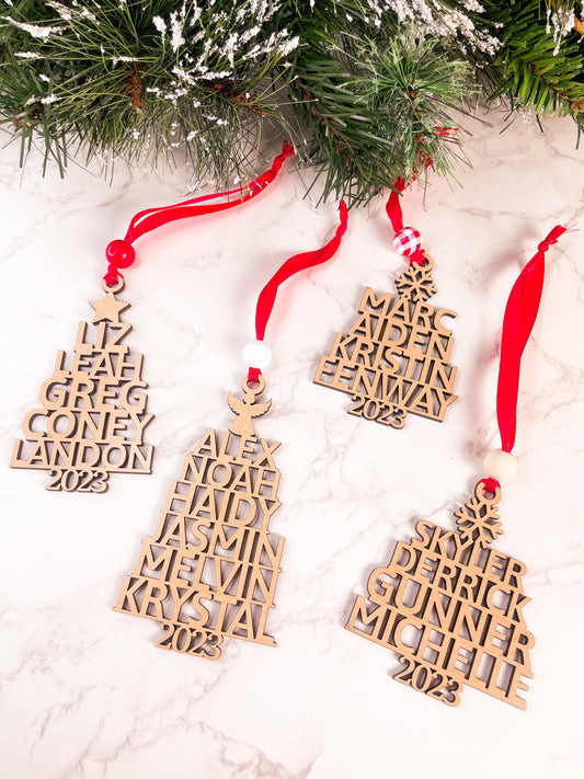 Family Name Tree Ornament, 2024 Family Ornament, Name Ornament, Ornament for the whole family, Entire Family Name Ornament