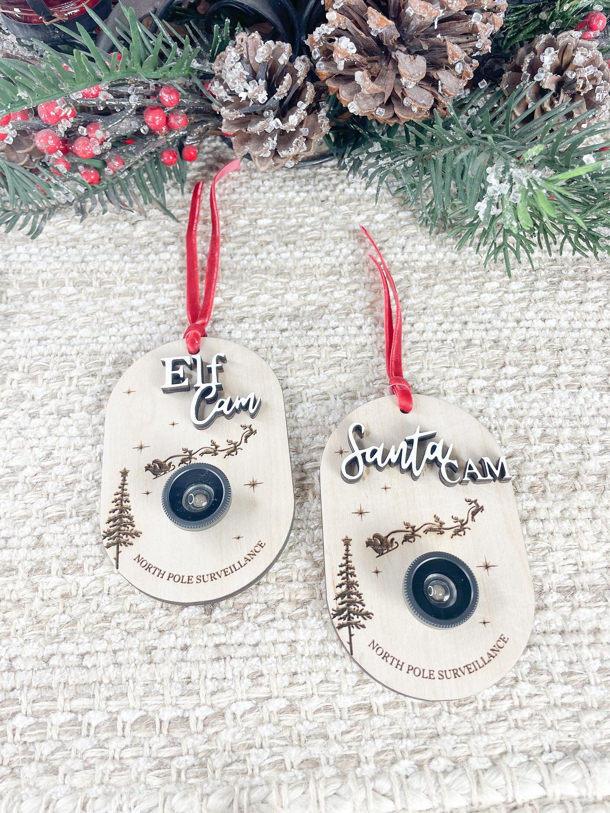 Santa Elf Surveillance Camera Ornament Tree Hanger