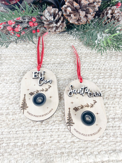 Santa Elf Surveillance Camera Ornament Tree Hanger