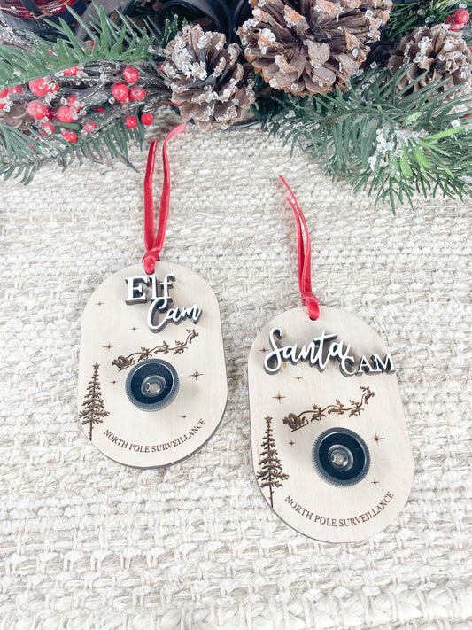 Santa Elf Surveillance Camera Ornament Tree Hanger