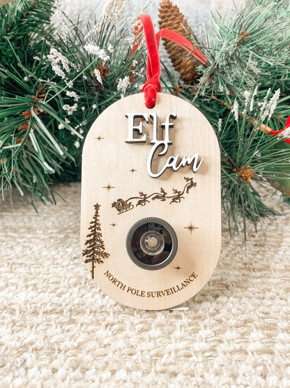 Santa Elf Surveillance Camera Ornament Tree Hanger