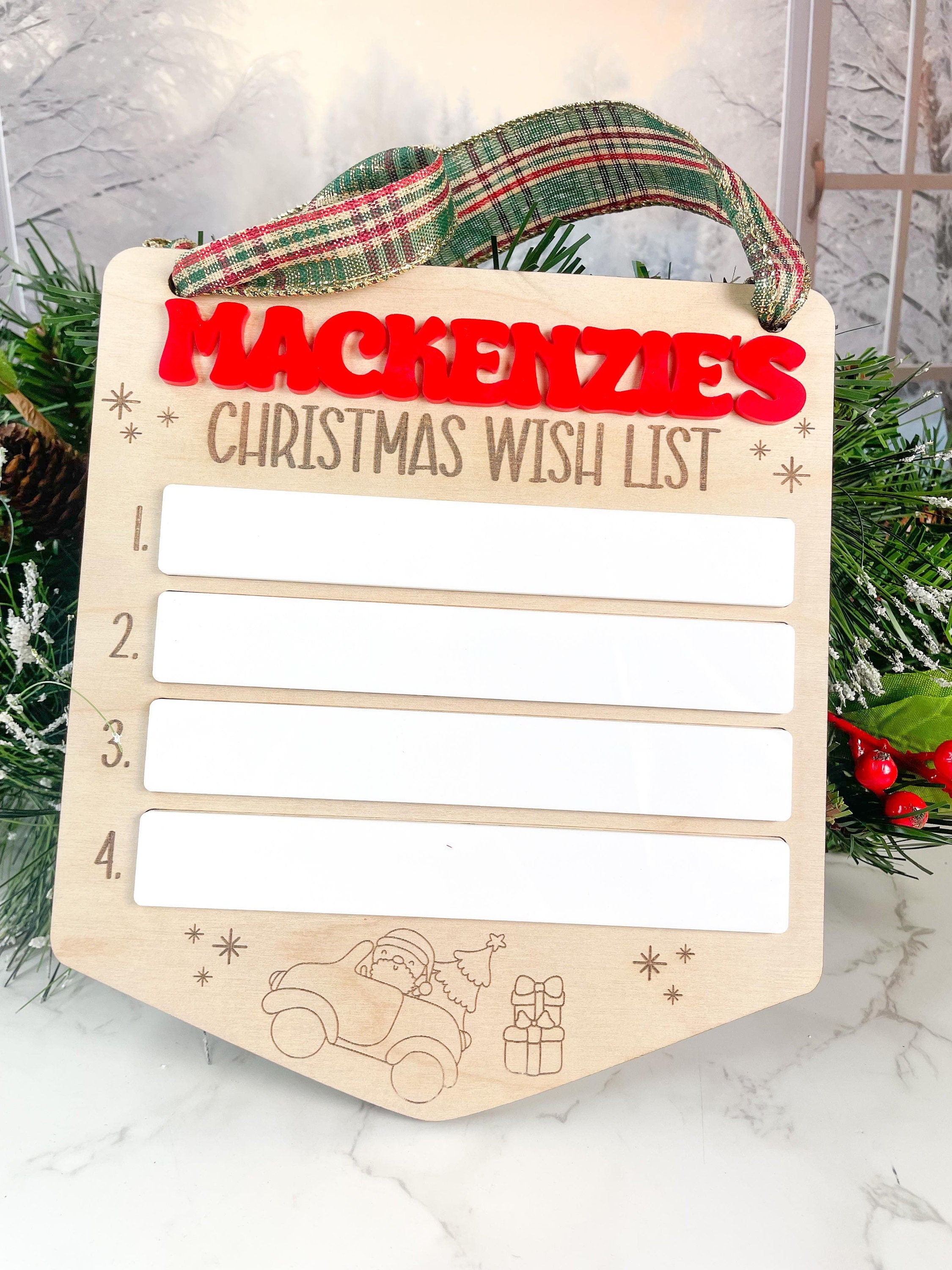 Christmas Wish List Door Hanger, Wish List Sign, Christmas List