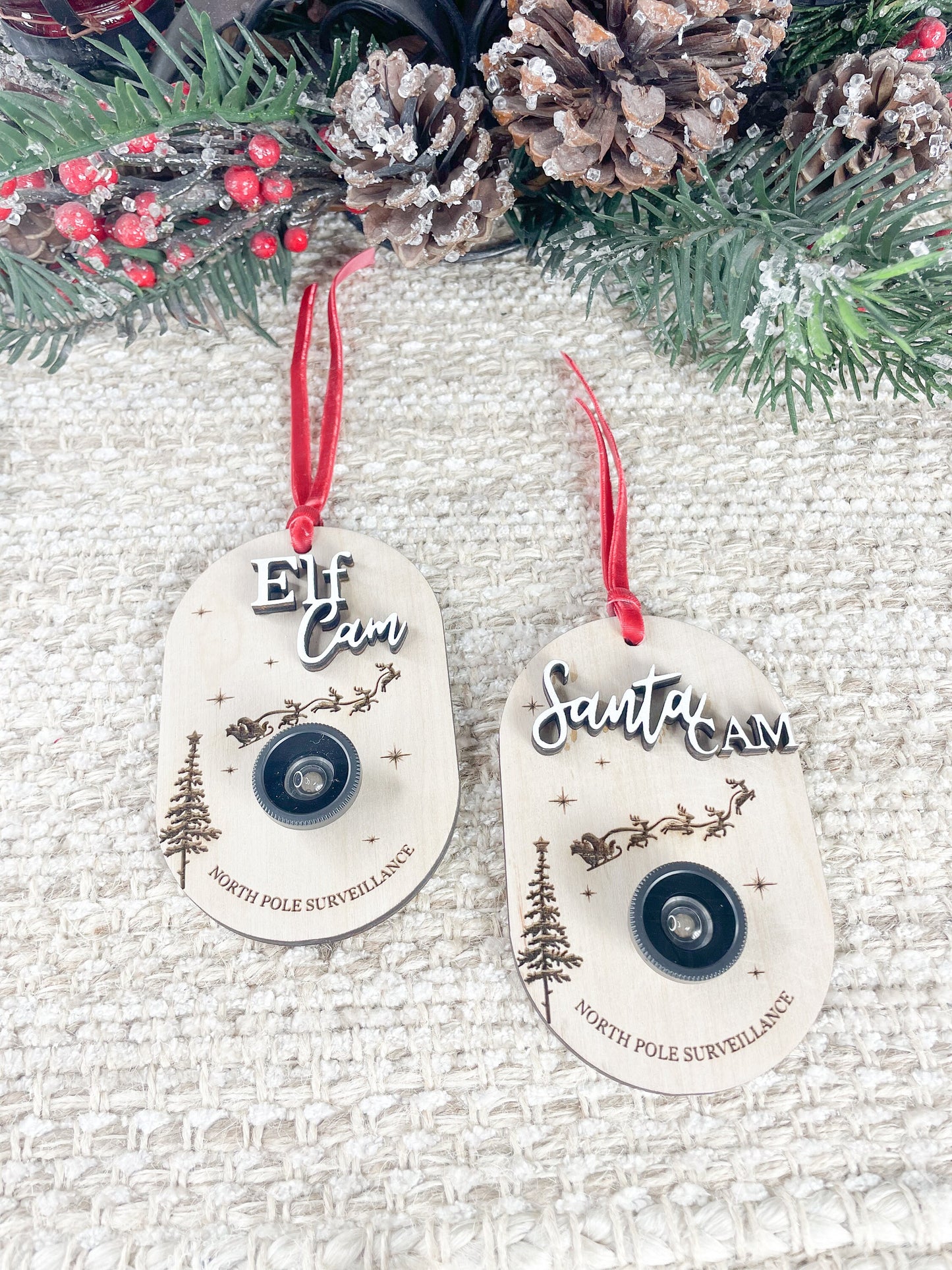 Santa Elf Surveillance Camera Ornament Tree Hanger