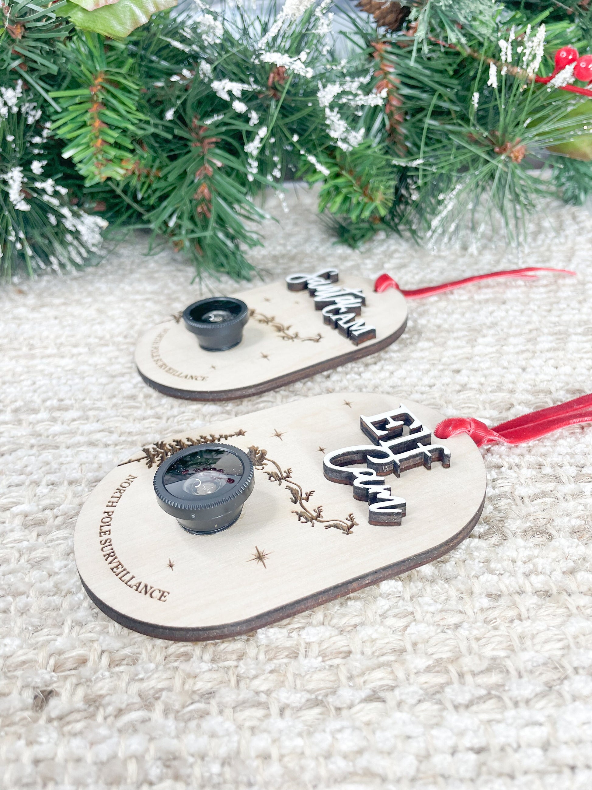 Santa Elf Surveillance Camera Ornament Tree Hanger