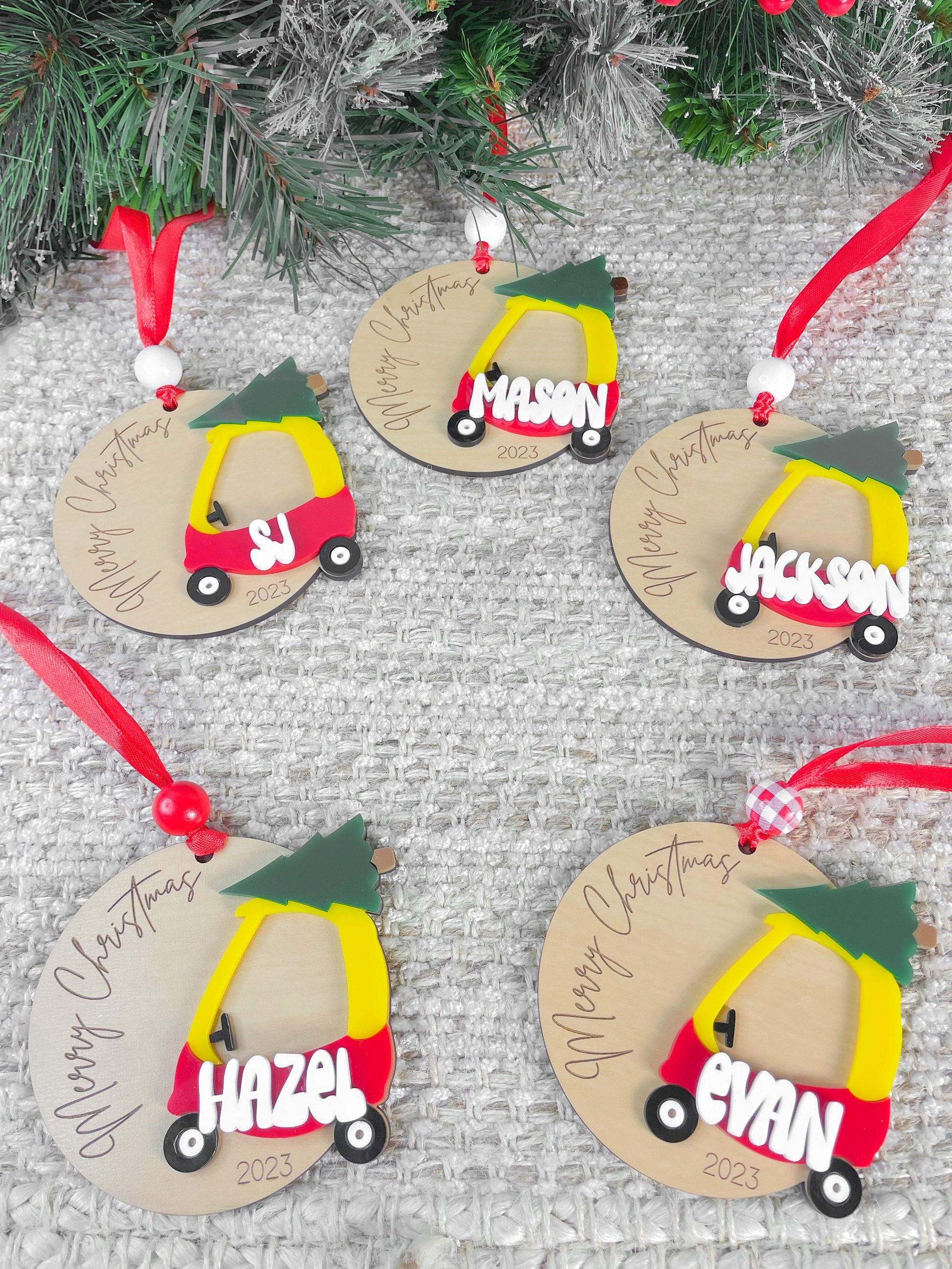 Kids Ornament, First Christmas, Cozy Coupe