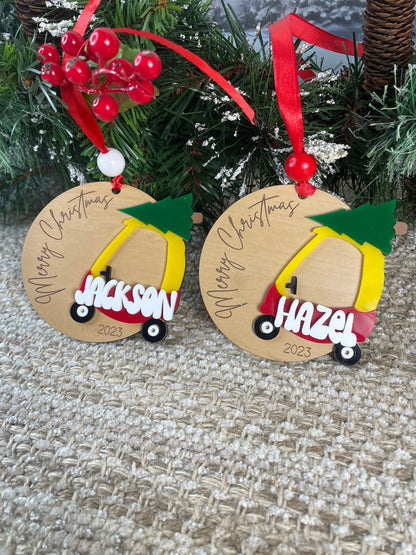 Kids Ornament, First Christmas, Cozy Coupe