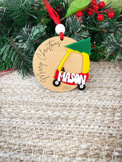 Kids Ornament, First Christmas, Cozy Coupe