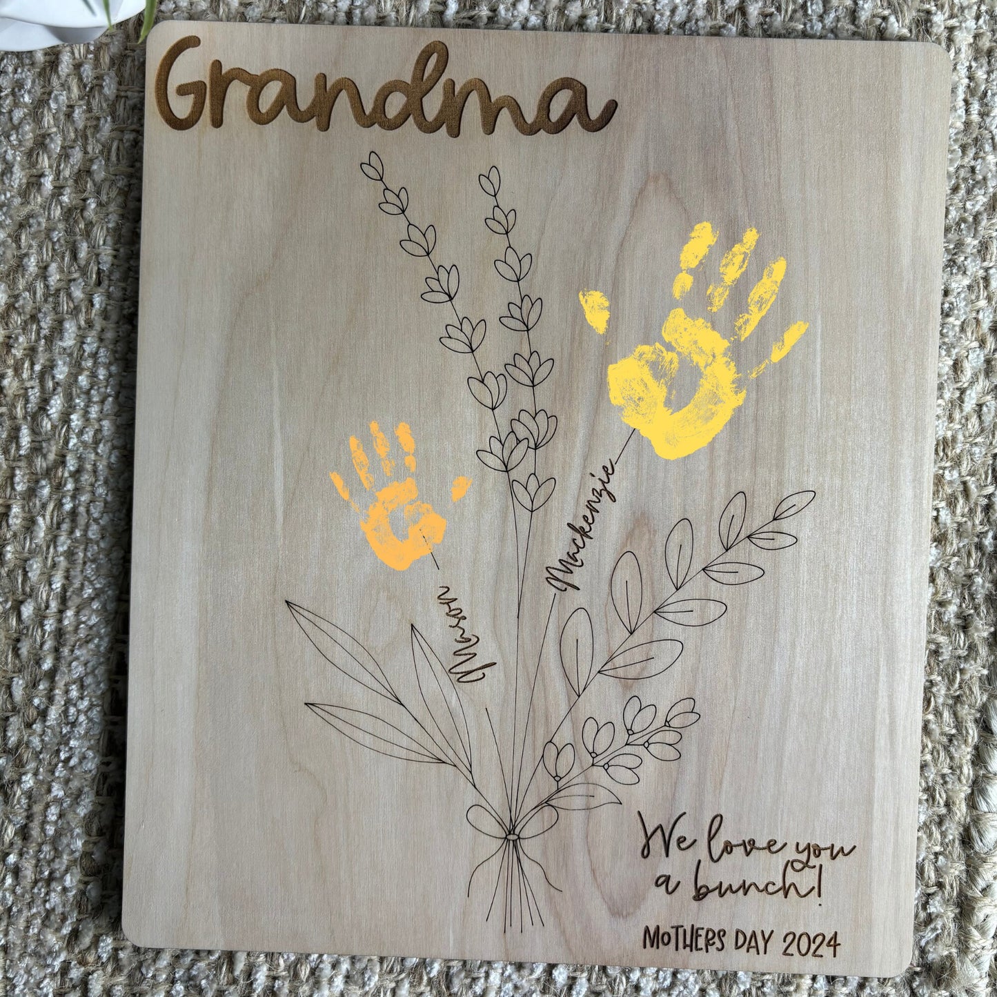 Handprint Sign for Mothers Day, Handprint Wood Sign for Mothers Day, Mother's Day Gif from kids, Floral handprint Sign, DIY Handprint
