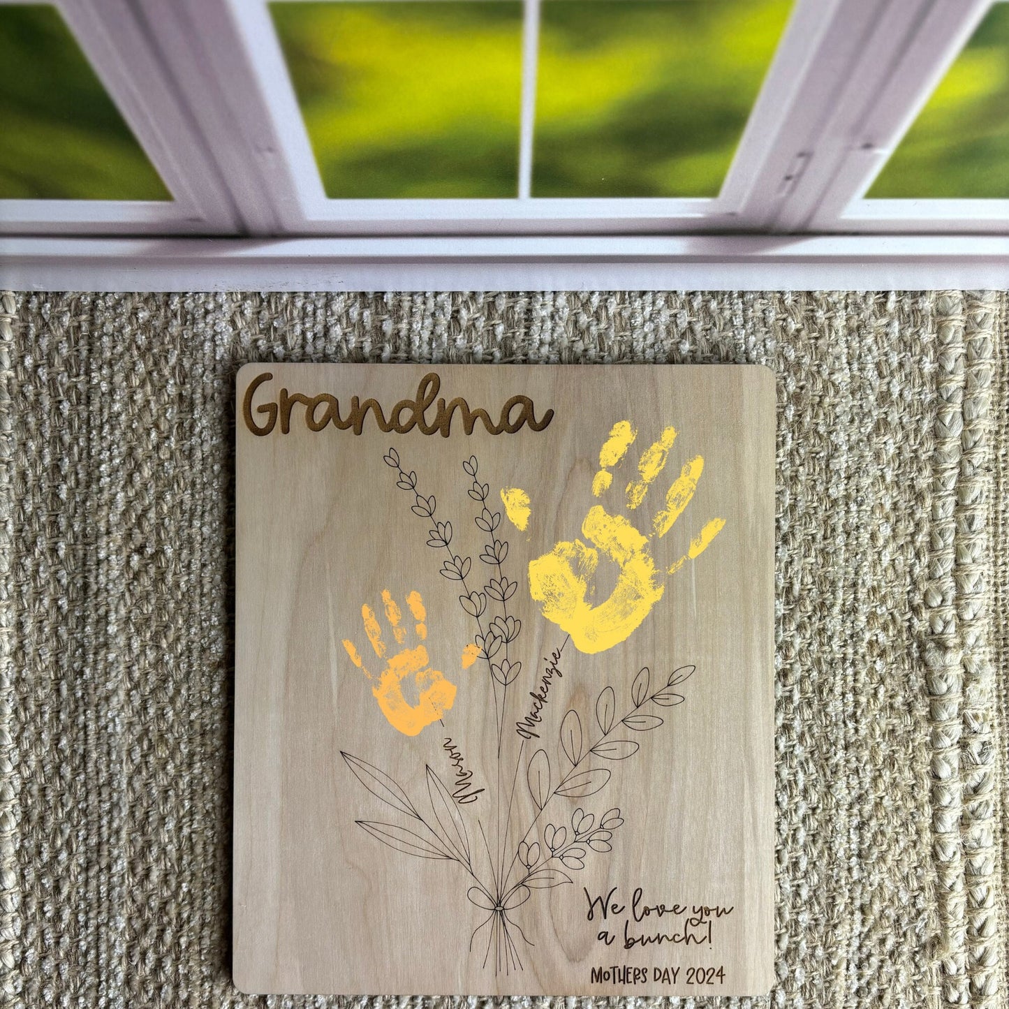 Handprint Sign for Mothers Day, Handprint Wood Sign for Mothers Day, Mother's Day Gif from kids, Floral handprint Sign, DIY Handprint
