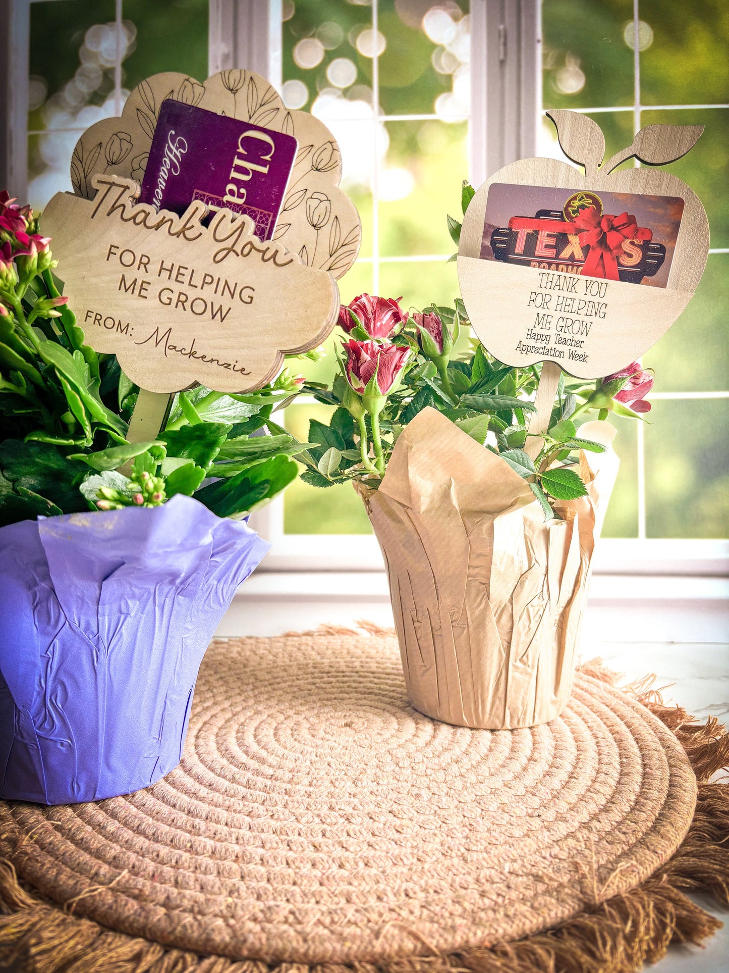 Teacher Appreciation Plant Stake, Teacher Gift Card Holder, Teacher Gift from Child, Gift Card Plant Stake Holder