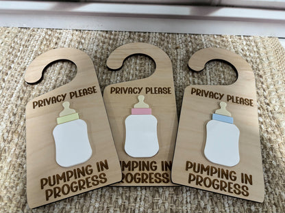 Pumping In Session Door Hanger, Pumping Sign, Nursing Sign, Privacy Door Hanger, Breastfeeding Door Sign, Privacy Please Hanger