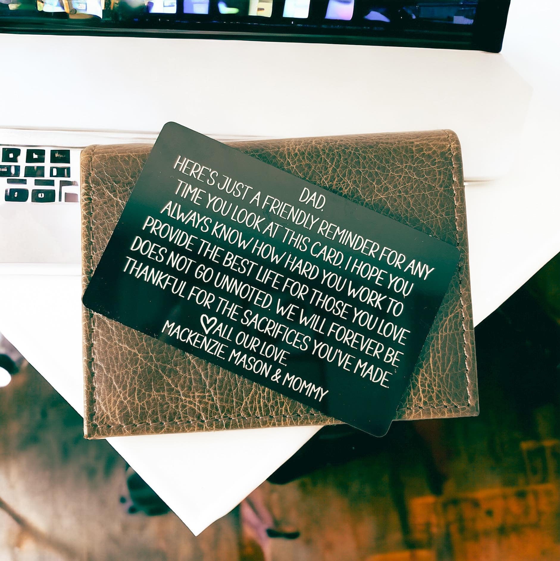 Father's Day Wallet Insert, Wallet Message Card from Kids, Father's Day Wallet Message, Engraved Wallet Card, Wallet Message Gift