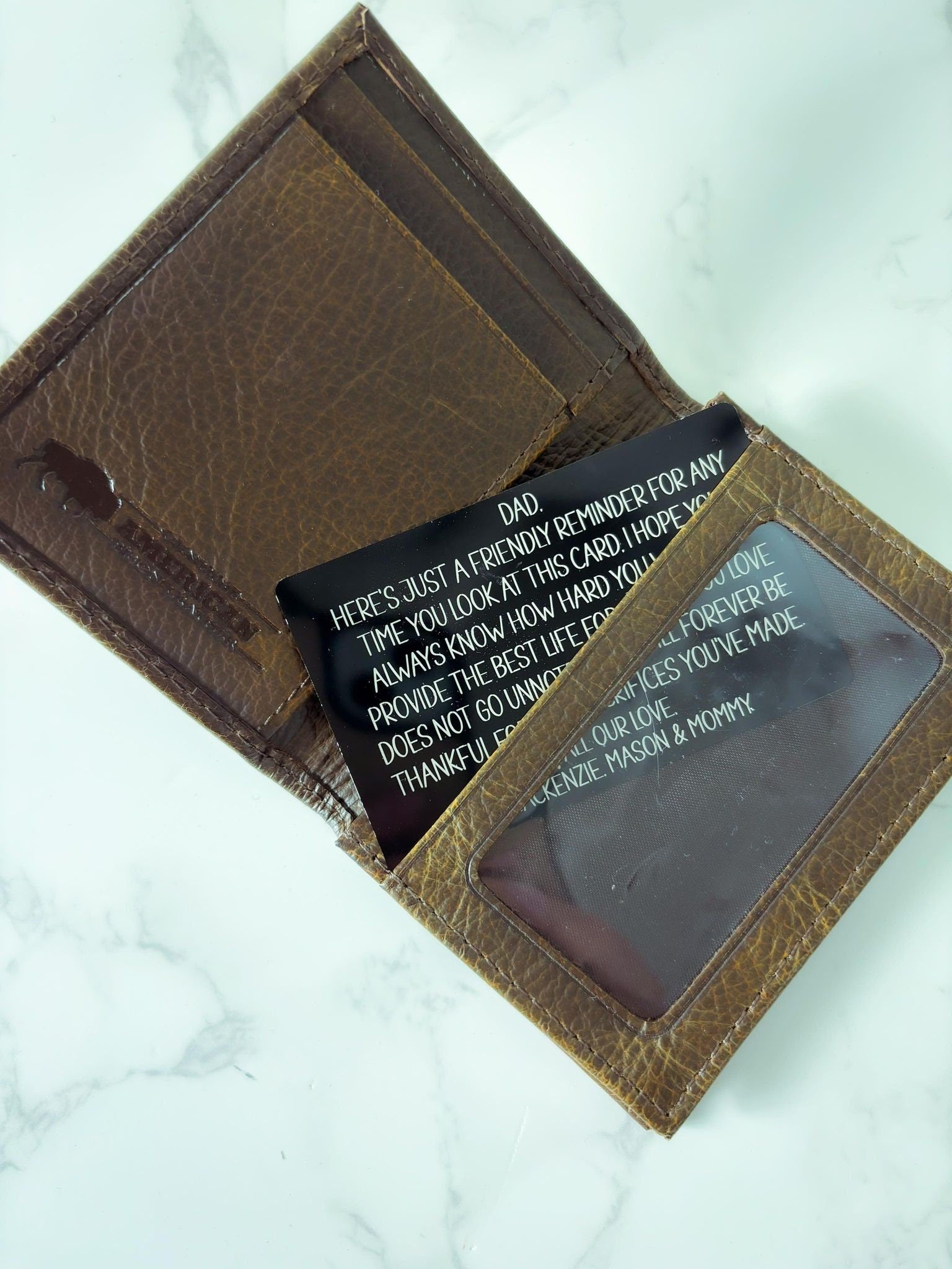 Father's Day Wallet Insert, Wallet Message Card from Kids, Father's Day Wallet Message, Engraved Wallet Card, Wallet Message Gift