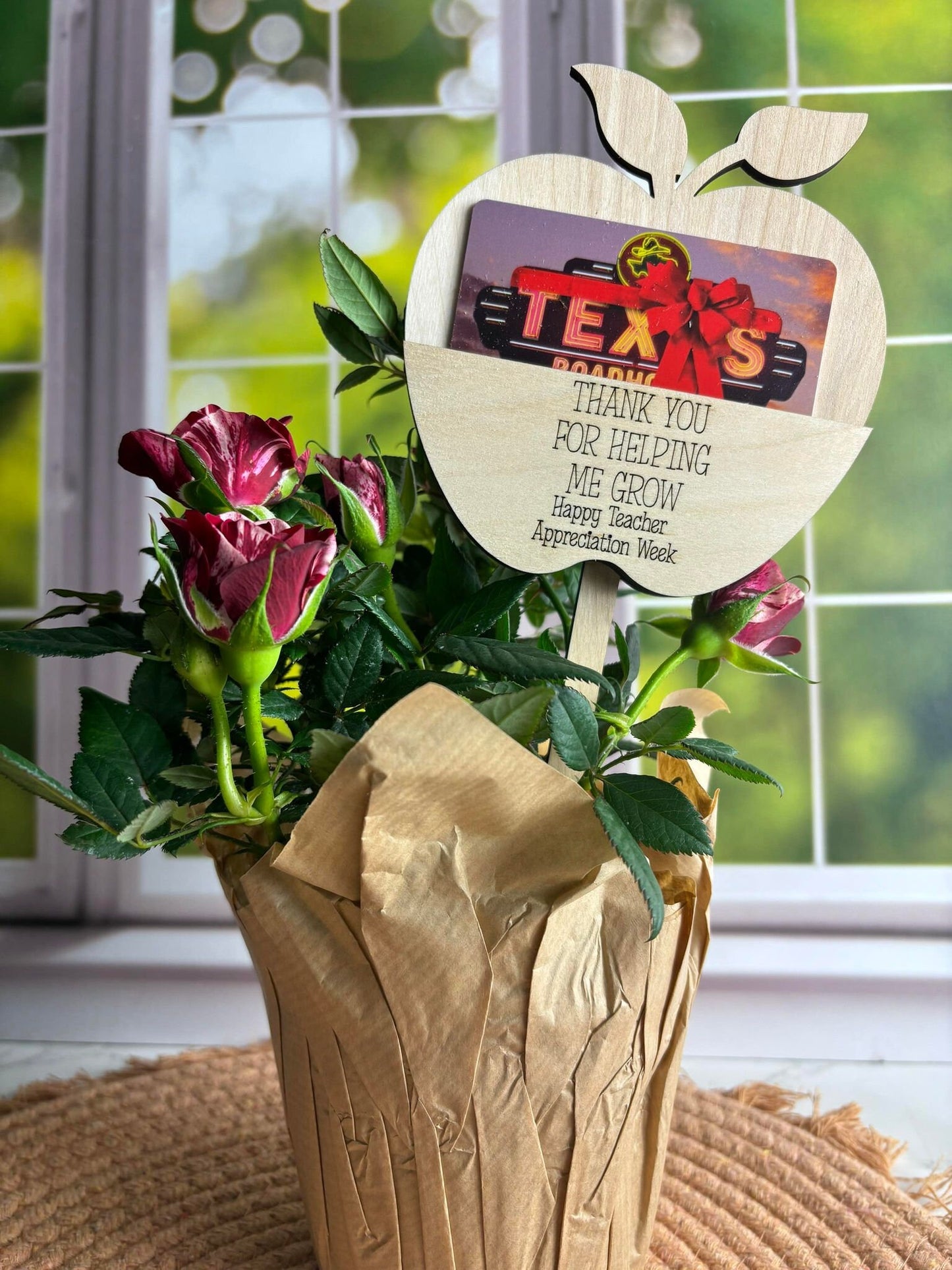 Teacher Appreciation Plant Stake, Teacher Gift Card Holder, Teacher Gift from Child, Gift Card Plant Stake Holder