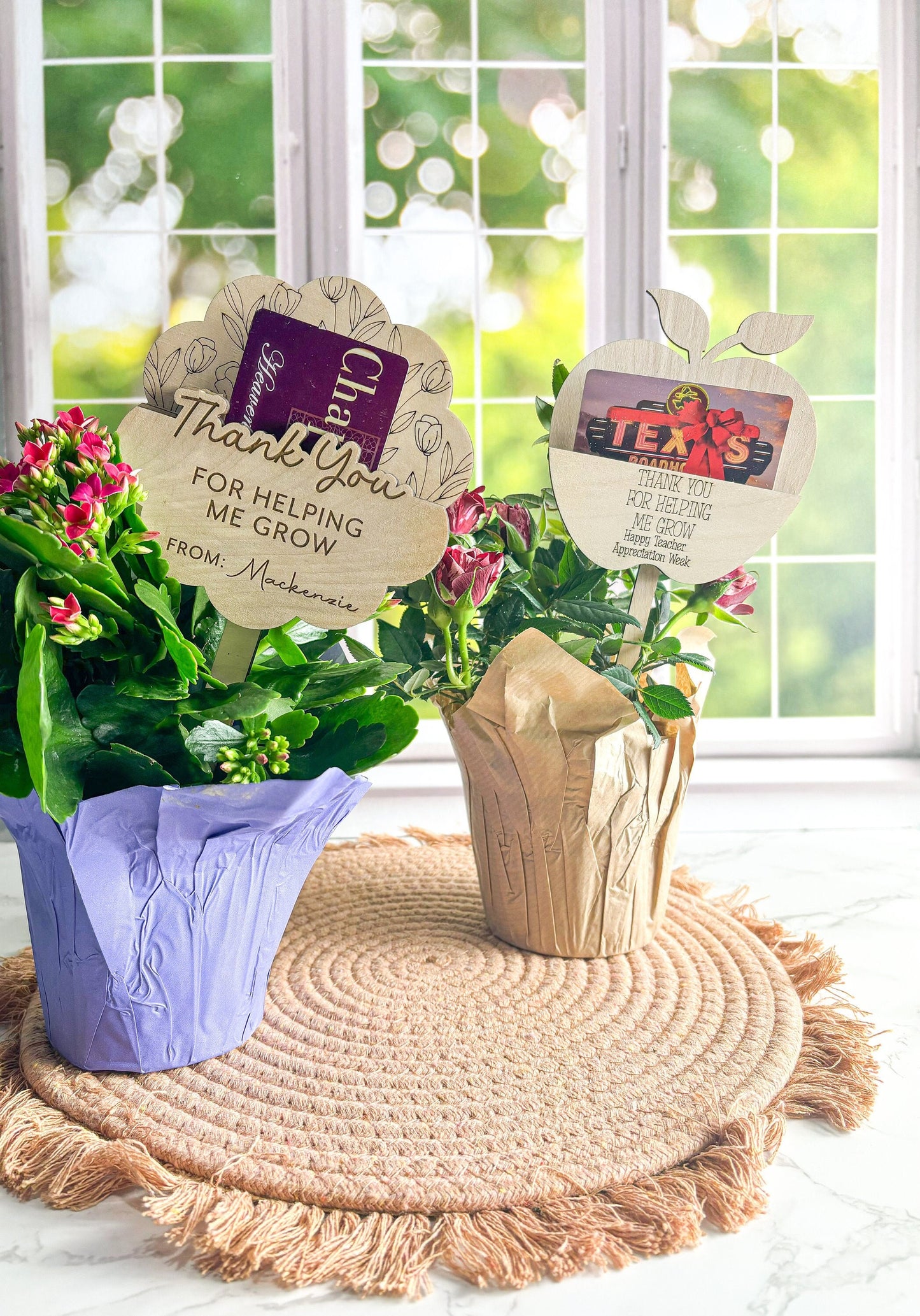 Teacher Appreciation Plant Stake, Teacher Gift Card Holder, Teacher Gift from Child, Gift Card Plant Stake Holder