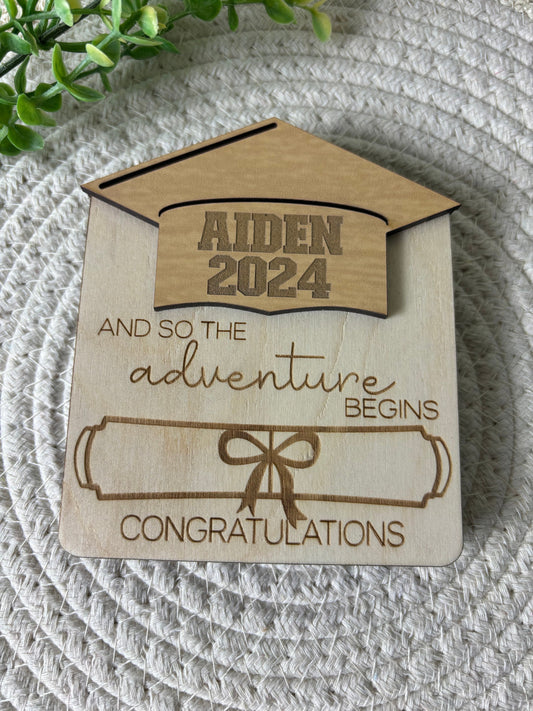 Graduation Money Gift Holder | High School Grad Money Gift Card Holder | Wooden Money Gift Box | Gift Card for Graduate | Graduation Gift