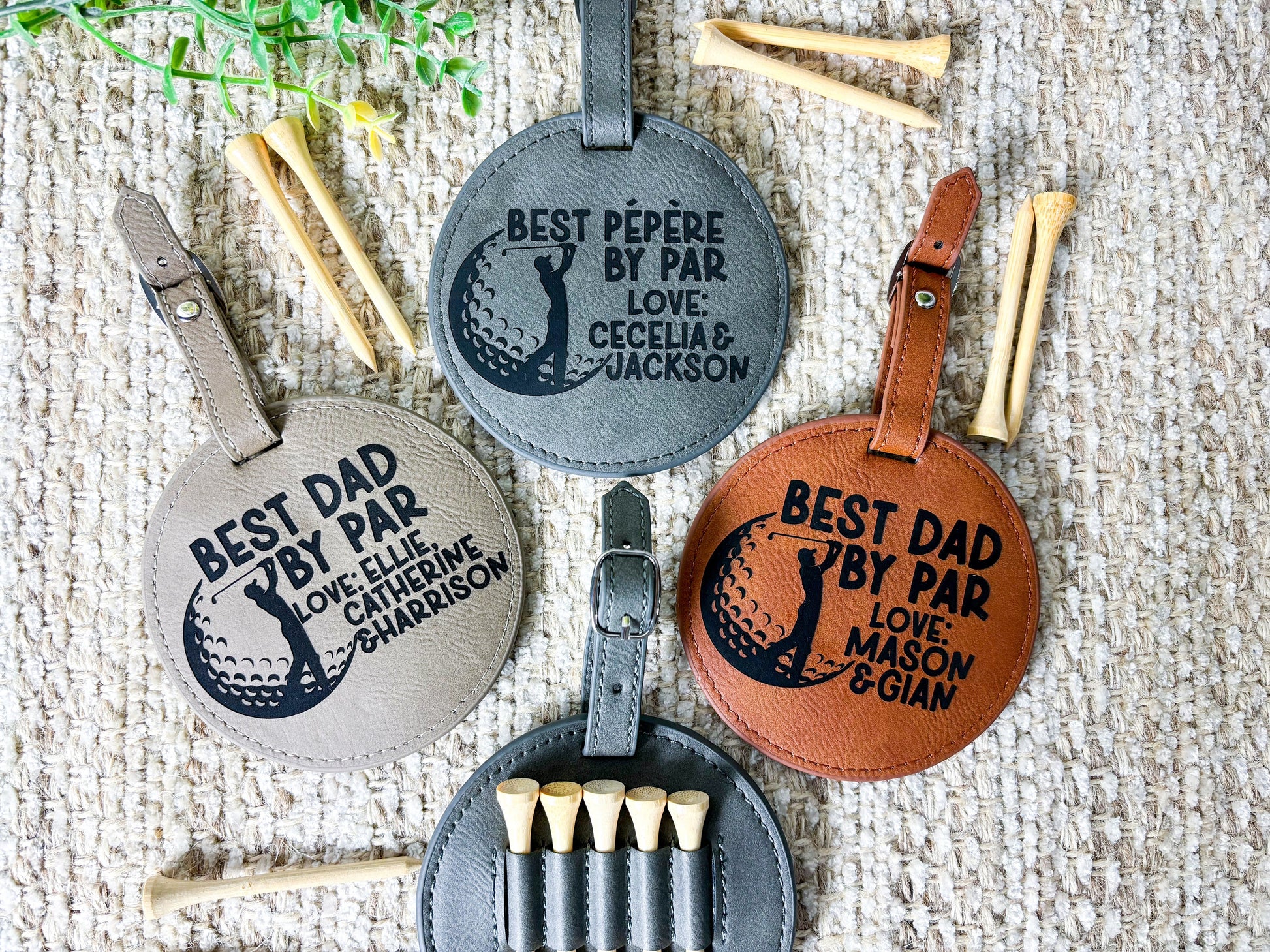 Golf Tee Holder For Golf Bag, Gift For Dad, Leather Golf Bag Tag, Golf Theme Gift, Golfing Fathers Day Gift, Golf Lover Gift, Tee Holder