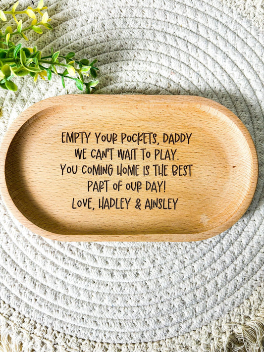 Empty your pockets daddy trinket tray, Fathers Day Gift From Kids, Fathers Day Coin Tray, Night Stand Tray, Valet Tray, Trinket Tray for Dad