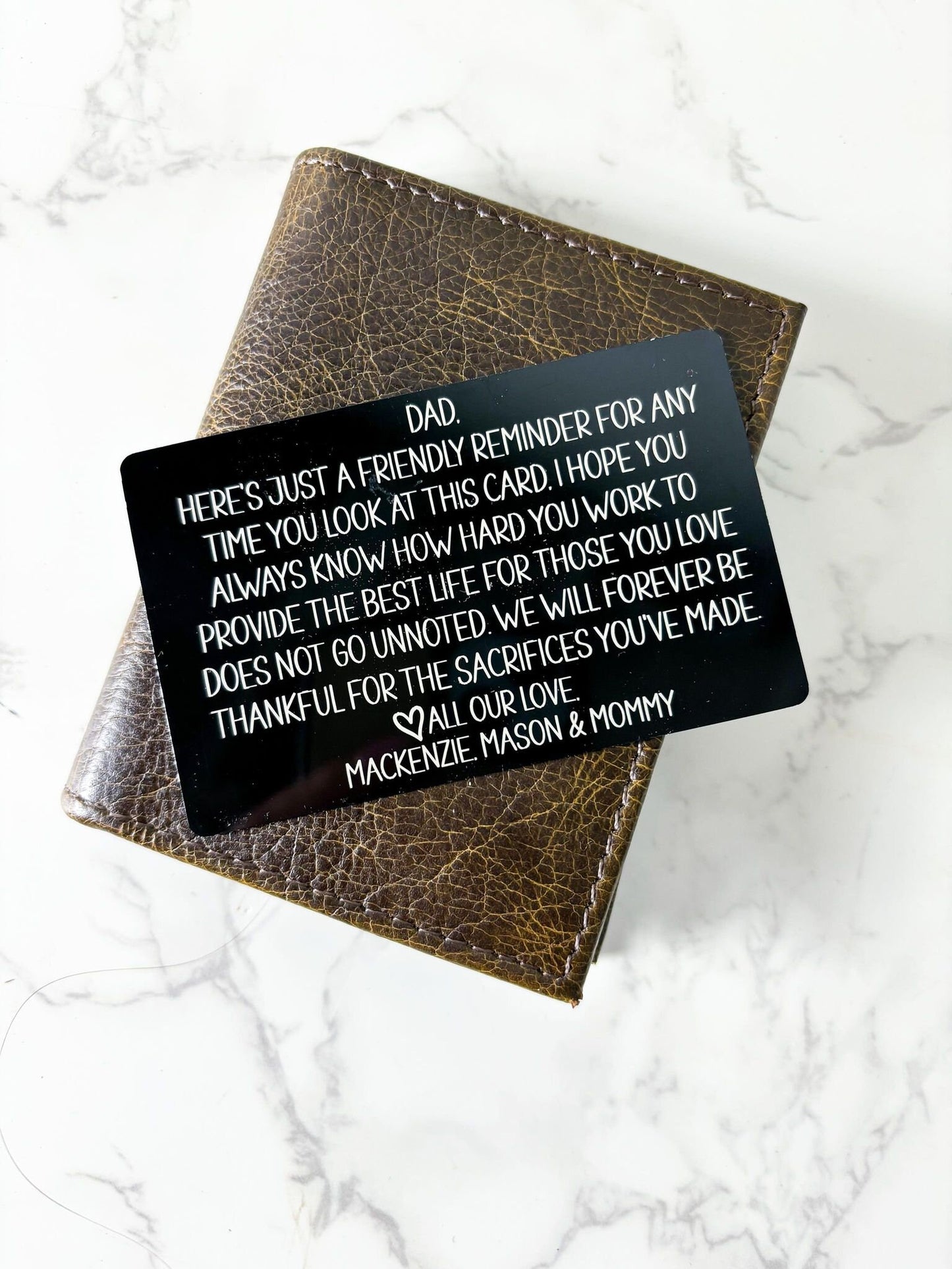 Father's Day Wallet Insert, Wallet Message Card from Kids, Father's Day Wallet Message, Engraved Wallet Card, Wallet Message Gift