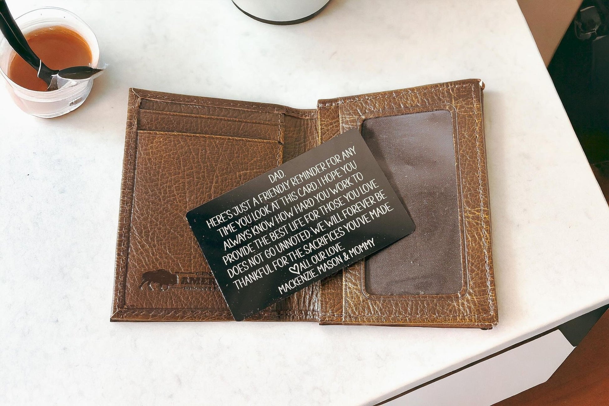 Father's Day Wallet Insert, Wallet Message Card from Kids, Father's Day Wallet Message, Engraved Wallet Card, Wallet Message Gift