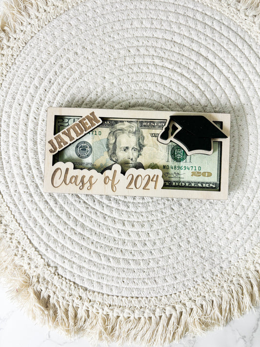Graduation Money Gift Holder | High School Grad Money Gift Card Holder | Wooden Money Gift Box