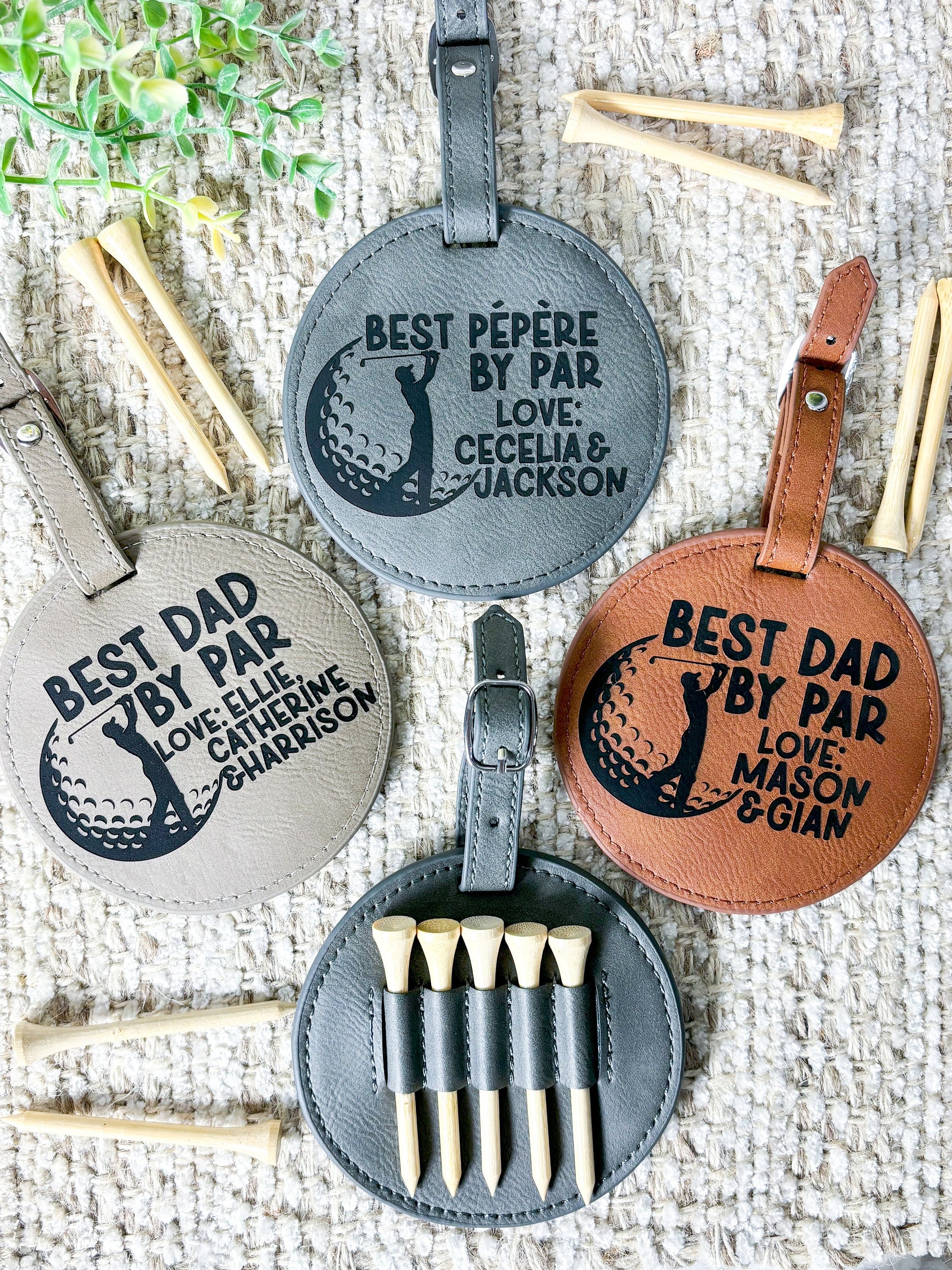 Golf Tee Holder For Golf Bag, Gift For Dad, Leather Golf Bag Tag, Golf Theme Gift, Golfing Fathers Day Gift, Golf Lover Gift, Tee Holder