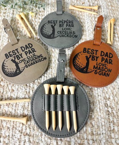 Golf Tee Holder For Golf Bag, Gift For Dad, Leather Golf Bag Tag, Golf Theme Gift, Golfing Fathers Day Gift, Golf Lover Gift, Tee Holder
