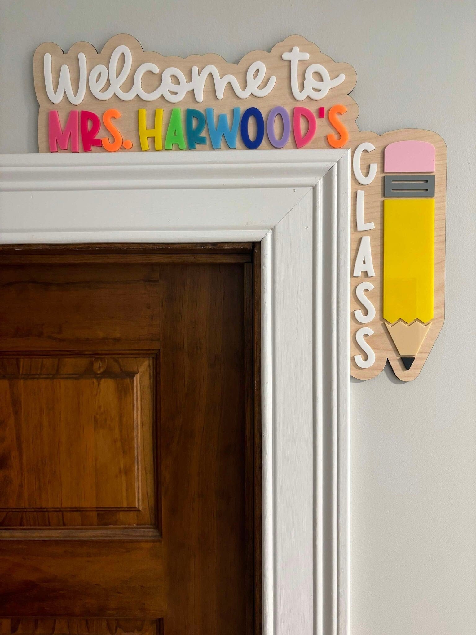 Classroom Doorframe Sign, Classroom Door Sign, Teacher Door Hanger Sign, Doorframe Teacher Sign, Welcome to sign, back to school sign