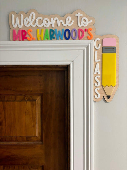 Classroom Doorframe Sign, Classroom Door Sign, Teacher Door Hanger Sign, Doorframe Teacher Sign, Welcome to sign, back to school sign