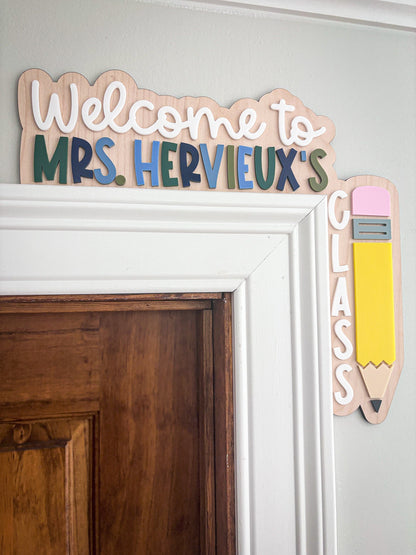 Classroom Doorframe Sign, Classroom Door Sign, Teacher Door Hanger Sign, Doorframe Teacher Sign, Welcome to sign, back to school sign