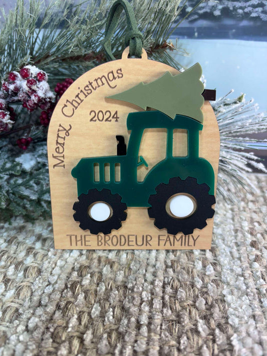Family Christmas Ornament, Tractor Ornament, Farm Ornament, Farmer Christmas Ornament, Tractor Gift, Farmer Gift, Family Ornament for Tree