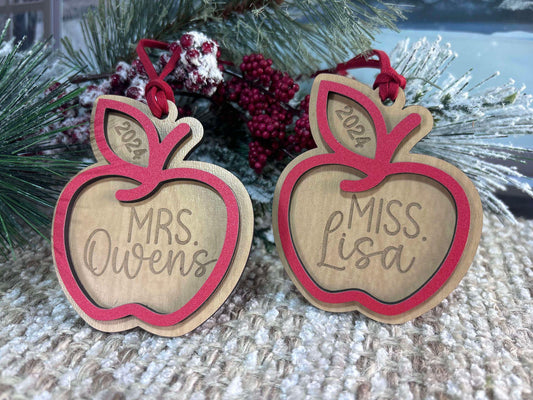 Teacher Ornament, Christmas Gift for Teacher, Classroom Holiday Gift, Teachers Personalized Ornament, Teacher AID ornament, Apple Ornament