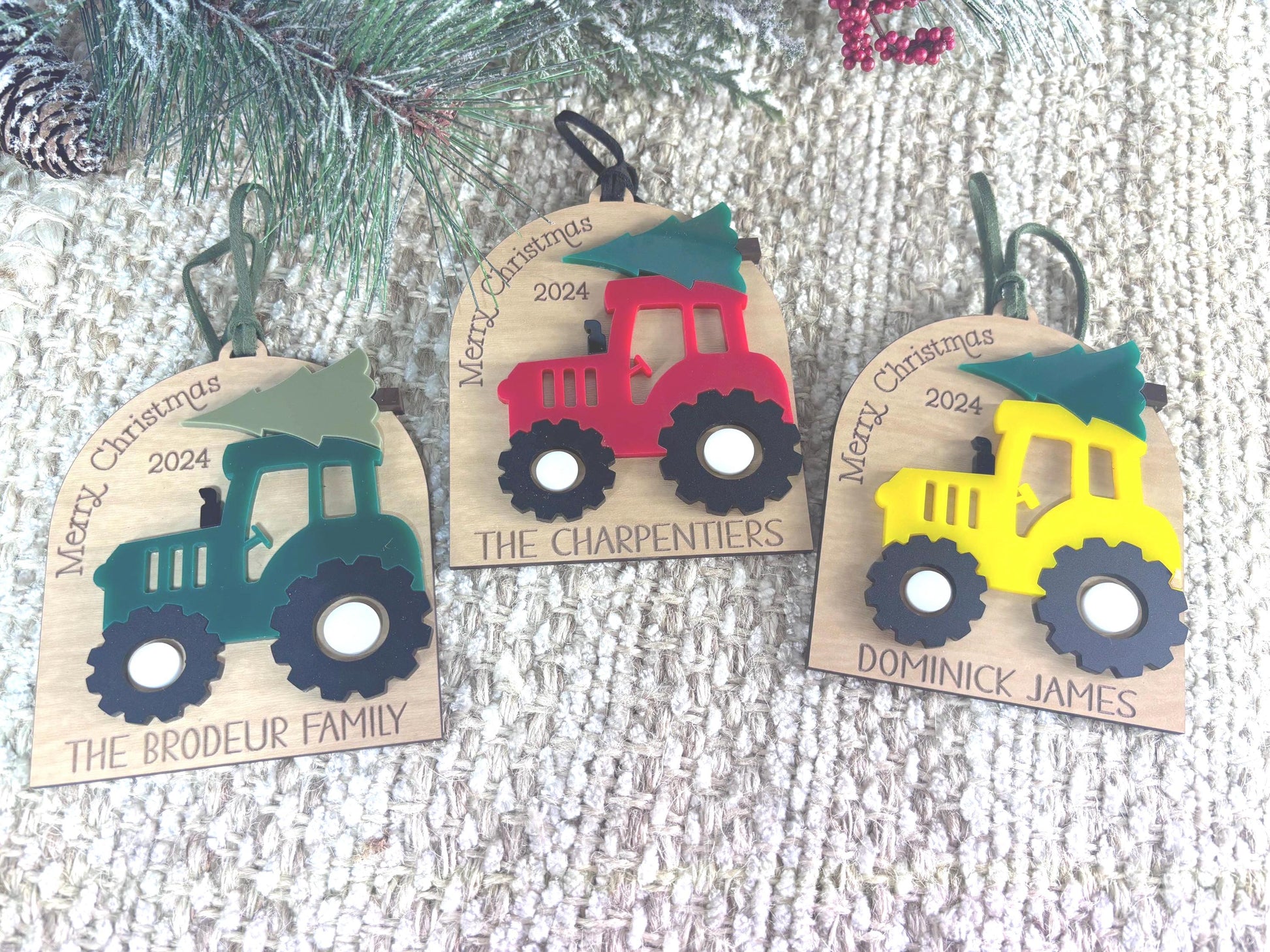 Family Christmas Ornament, Tractor Ornament, Farm Ornament, Farmer Christmas Ornament, Tractor Gift, Farmer Gift, Family Ornament for Tree