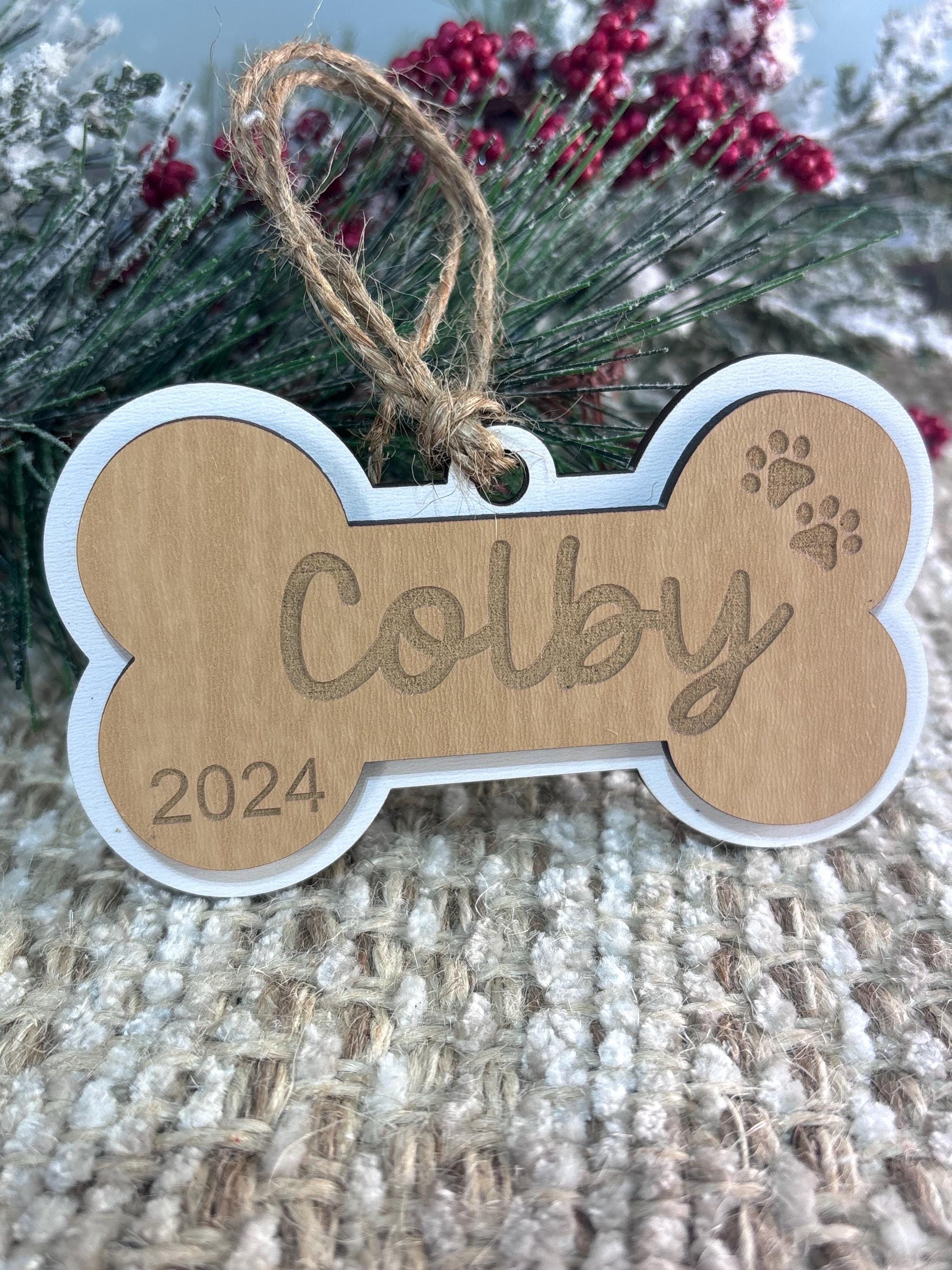 Dog Bone Ornament, Pet Ornament, Christmas Ornament for Pet, Dog Ornament, Family Pet Ornament, Dog Stocking Tag, Christmas Ornament