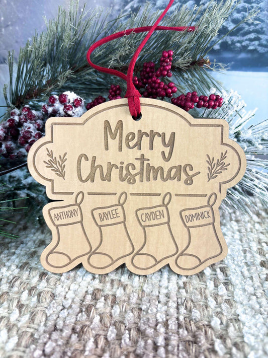 Family Name Tree Ornament, Christmas Tree Ornament for Family, Holiday Tree Ornament, Stocking Holiday Ornament, Christmas Tree Ornament